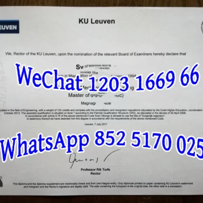 荷语鲁汶大学毕业证成绩单Diploma Transcript of Dutch speaking University of Leuven