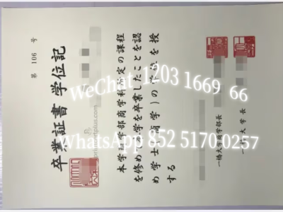日本一桥大学卒业证学位记Diploma from Hitotsubashi University